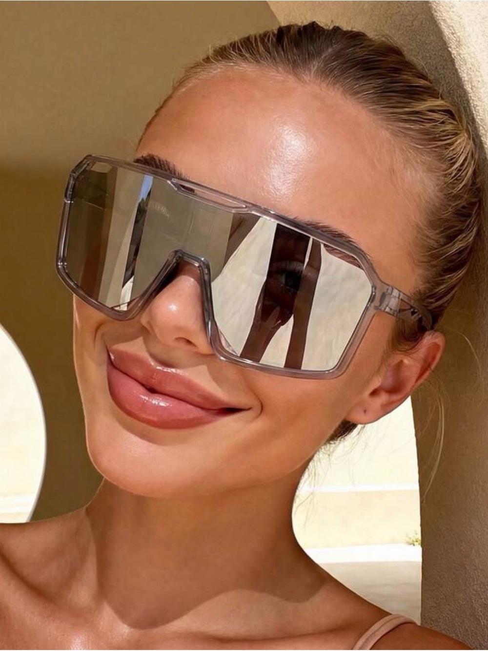 Oversized Shield Sunglasses in Smoke Gray